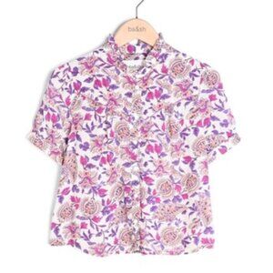 Ba&sh Purple and Cream Floral Blouse